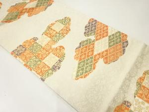 雲に花模様織出し名古屋帯